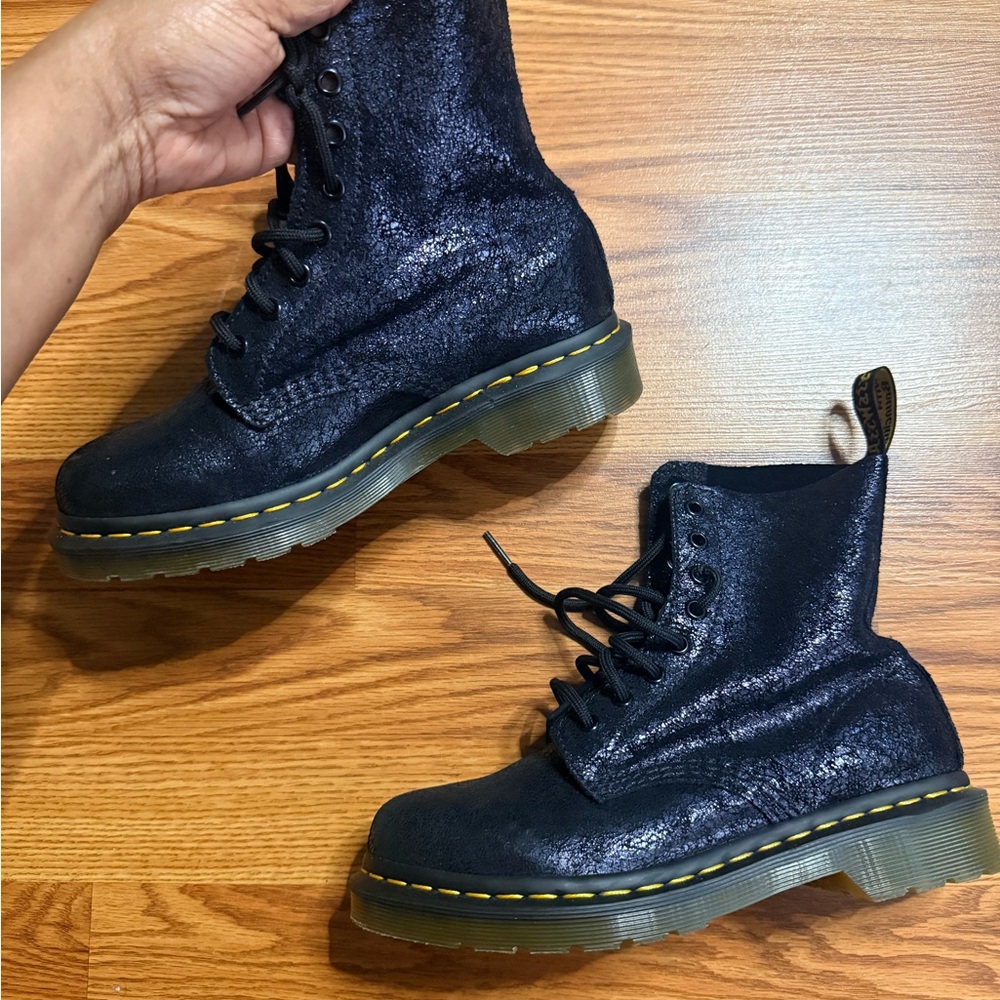 Dr. Martens Women's Shimmering Black Combat Boots